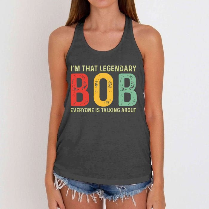 Bob Personal Name First Name Funny Bob Saying Bob Meme Women's Knotted Racerback Tank