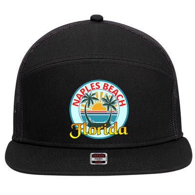 Beach Please Naples Beach Florida Beach Spring Break Gift 7 Panel Mesh Trucker Snapback Hat