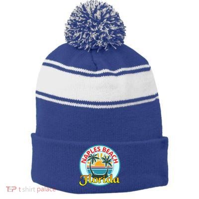 Beach Please Naples Beach Florida Beach Spring Break Gift Stripe Pom Pom Beanie