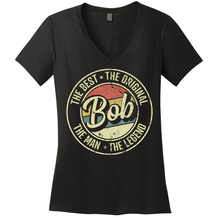 Bob Personal Name First Name Retro Bob Women's V-Neck T-Shirt