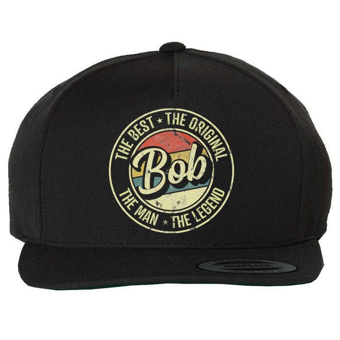 Bob Personal Name First Name Retro Bob Wool Snapback Cap