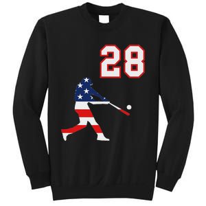 Baseball Player Number 28 With American Usa Flag Sweatshirt