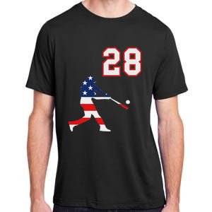 Baseball Player Number 28 With American Usa Flag Adult ChromaSoft Performance T-Shirt