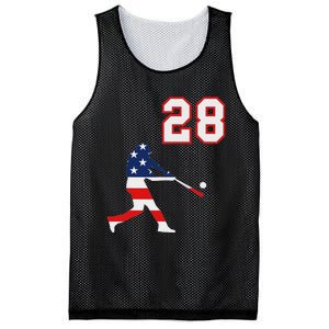 Baseball Player Number 28 With American Usa Flag Mesh Reversible Basketball Jersey Tank