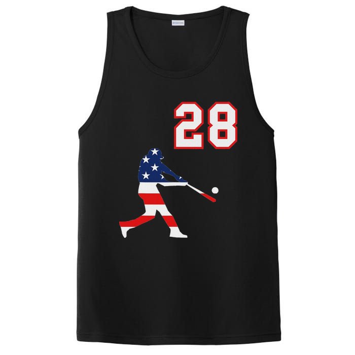 Baseball Player Number 28 With American Usa Flag PosiCharge Competitor Tank