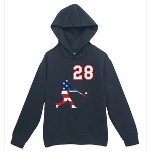 Baseball Player Number 28 With American Usa Flag Urban Pullover Hoodie