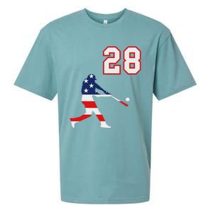 Baseball Player Number 28 With American Usa Flag Sueded Cloud Jersey T-Shirt