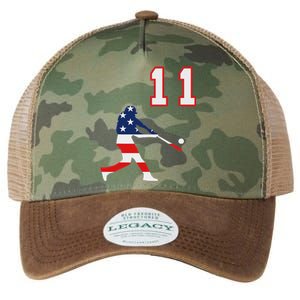 Baseball Player Number 11 With American Usa Flag Legacy Tie Dye Trucker Hat