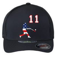 Baseball Player Number 11 With American Usa Flag Flexfit Unipanel Trucker Cap