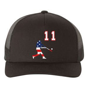 Baseball Player Number 11 With American Usa Flag Yupoong Adult 5-Panel Trucker Hat