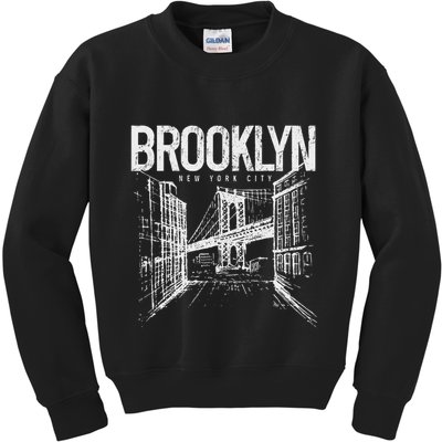 Brooklyn Pride Nyc New York City Ny Brooklyn Bridge Kids Sweatshirt
