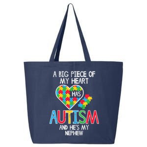 Big Piece Of My Heart Has Autism Nephew Awareness Aunt Uncle 25L Jumbo Tote