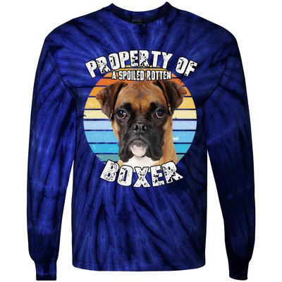 Boxer Property Of Retro Cute Dog Tie-Dye Long Sleeve Shirt