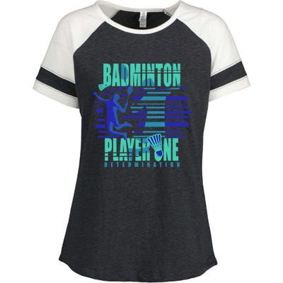 Badminton Player One Funny Gift Enza Ladies Jersey Colorblock Tee