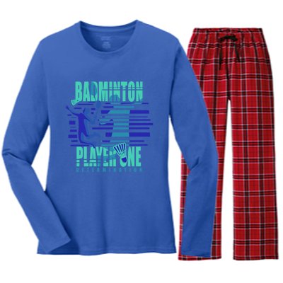 Badminton Player One Funny Gift Women's Long Sleeve Flannel Pajama Set 