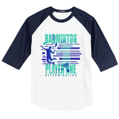 Badminton Player One Funny Gift Baseball Sleeve Shirt