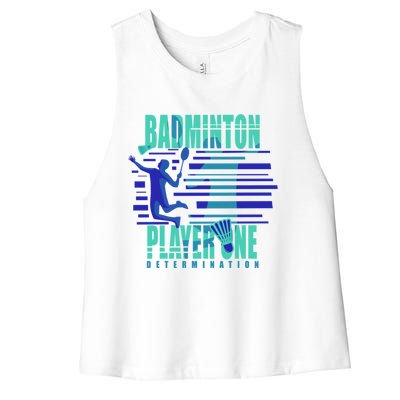 Badminton Player One Funny Gift Women's Racerback Cropped Tank