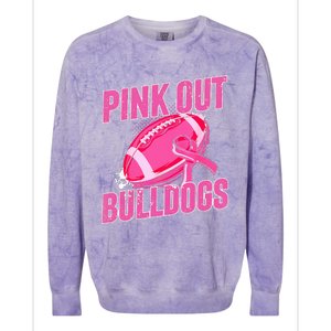 Bulldogs Pink Out Football Tackle Breast Cancer Colorblast Crewneck Sweatshirt