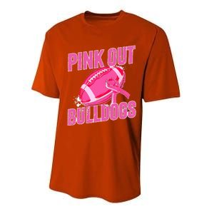 Bulldogs Pink Out Football Tackle Breast Cancer Performance Sprint T-Shirt