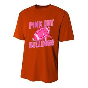 Bulldogs Pink Out Football Tackle Breast Cancer Youth Performance Sprint T-Shirt