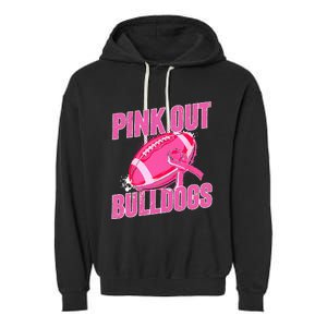 Bulldogs Pink Out Football Tackle Breast Cancer Garment-Dyed Fleece Hoodie