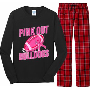 Bulldogs Pink Out Football Tackle Breast Cancer Long Sleeve Pajama Set