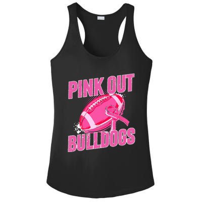 Bulldogs Pink Out Football Tackle Breast Cancer Ladies PosiCharge Competitor Racerback Tank