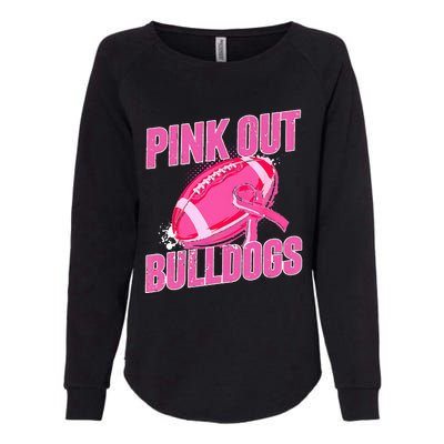 Bulldogs Pink Out Football Tackle Breast Cancer Womens California Wash Sweatshirt