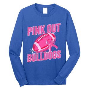 Bulldogs Pink Out Football Tackle Breast Cancer Long Sleeve Shirt