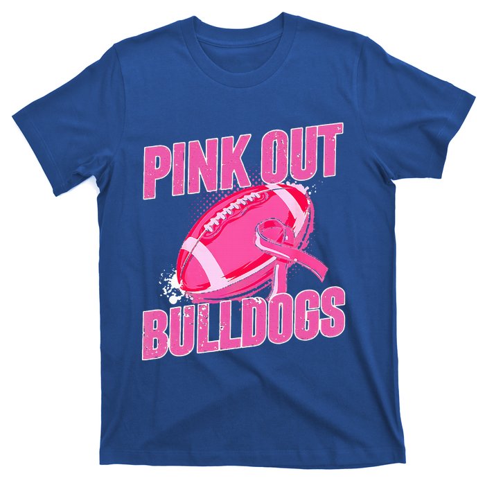 Bulldogs Pink Out Football Tackle Breast Cancer T-Shirt