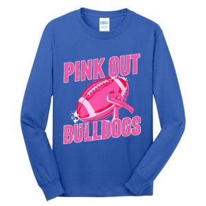 Bulldogs Pink Out Football Tackle Breast Cancer Tall Long Sleeve T-Shirt