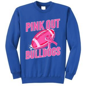 Bulldogs Pink Out Football Tackle Breast Cancer Tall Sweatshirt