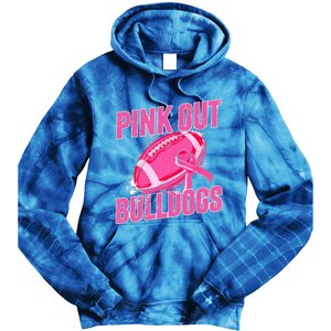 Bulldogs Pink Out Football Tackle Breast Cancer Tie Dye Hoodie