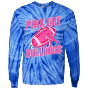 Bulldogs Pink Out Football Tackle Breast Cancer Tie-Dye Long Sleeve Shirt