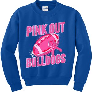 Bulldogs Pink Out Football Tackle Breast Cancer Kids Sweatshirt