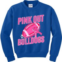 Bulldogs Pink Out Football Tackle Breast Cancer Kids Sweatshirt