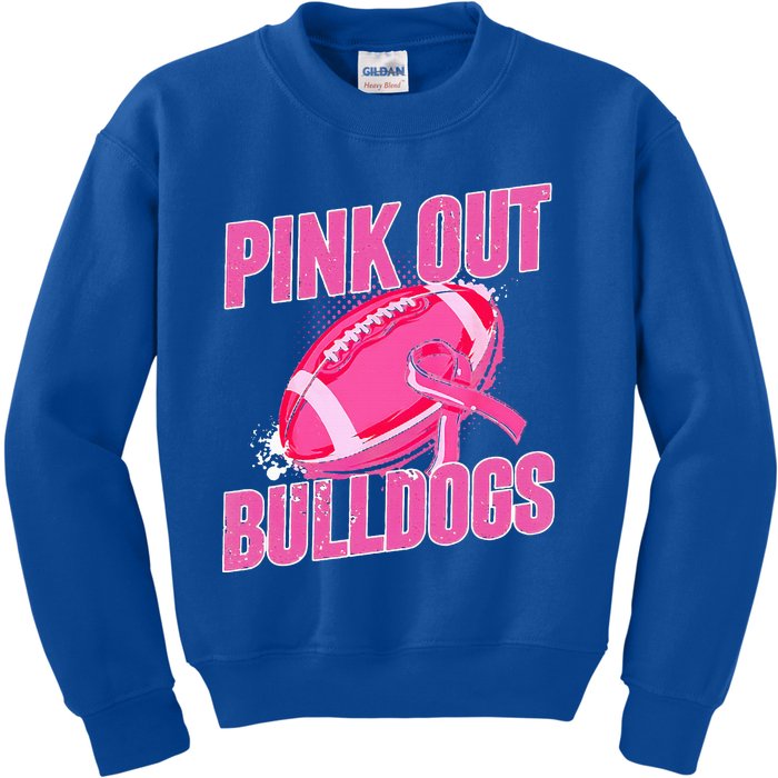 Bulldogs Pink Out Football Tackle Breast Cancer Kids Sweatshirt