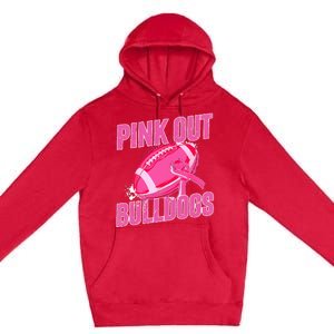 Bulldogs Pink Out Football Tackle Breast Cancer Premium Pullover Hoodie