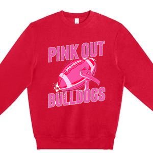 Bulldogs Pink Out Football Tackle Breast Cancer Premium Crewneck Sweatshirt