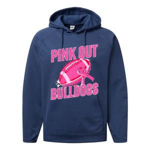 Bulldogs Pink Out Football Tackle Breast Cancer Performance Fleece Hoodie