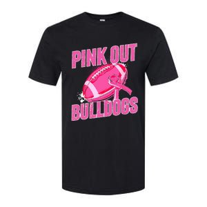 Bulldogs Pink Out Football Tackle Breast Cancer Softstyle CVC T-Shirt