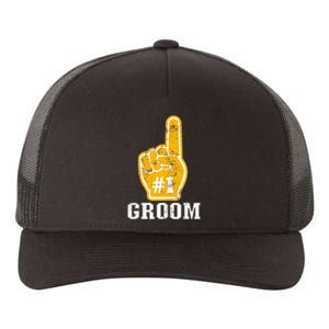 Bachelor Party Orange Foam Finger Groom Yupoong Adult 5-Panel Trucker Hat