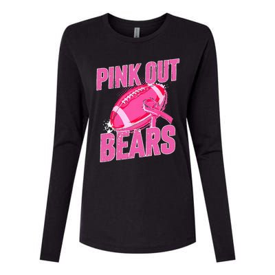 Bears Pink Out Football Tackle Breast Cancer Womens Cotton Relaxed Long Sleeve T-Shirt