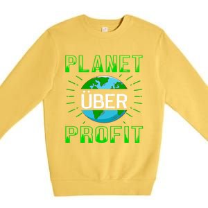 Backprint Planet Over Profit Gift Premium Crewneck Sweatshirt