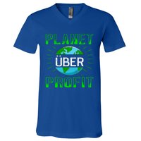 Backprint Planet Over Profit Gift V-Neck T-Shirt