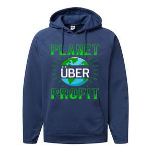 Backprint Planet Over Profit Gift Performance Fleece Hoodie