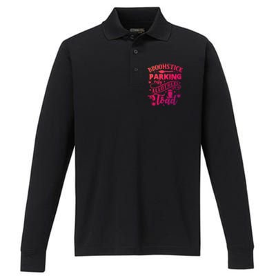 Broomstick Parking Only All Others Will Be Toad Halloween Gift Performance Long Sleeve Polo