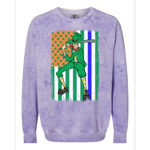 Baseball Police Officer Cop Irish Usa Flag St Patrick's Day Gift Colorblast Crewneck Sweatshirt