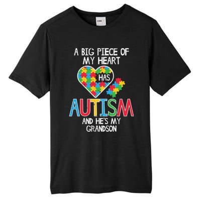 Big Piece Of My Heart Has Autism Grandson Awareness Puzzle Gift Tall Fusion ChromaSoft Performance T-Shirt