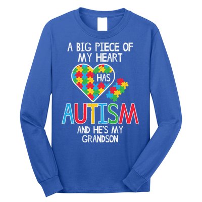 Big Piece Of My Heart Has Autism Grandson Awareness Puzzle Gift Long Sleeve Shirt